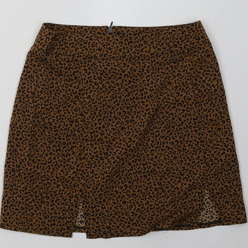 SheIn Womens Brown Animal Print Polyester A-Line Skirt Size S   Zip