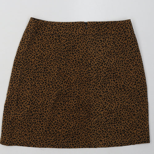 SheIn Womens Brown Animal Print Polyester A-Line Skirt Size S   Zip
