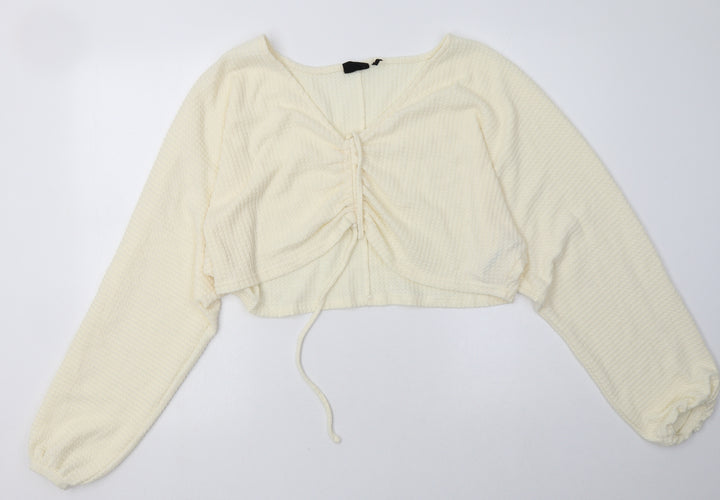 Preworn Womens White  Polyester Pullover Sweatshirt Size M  Pullover