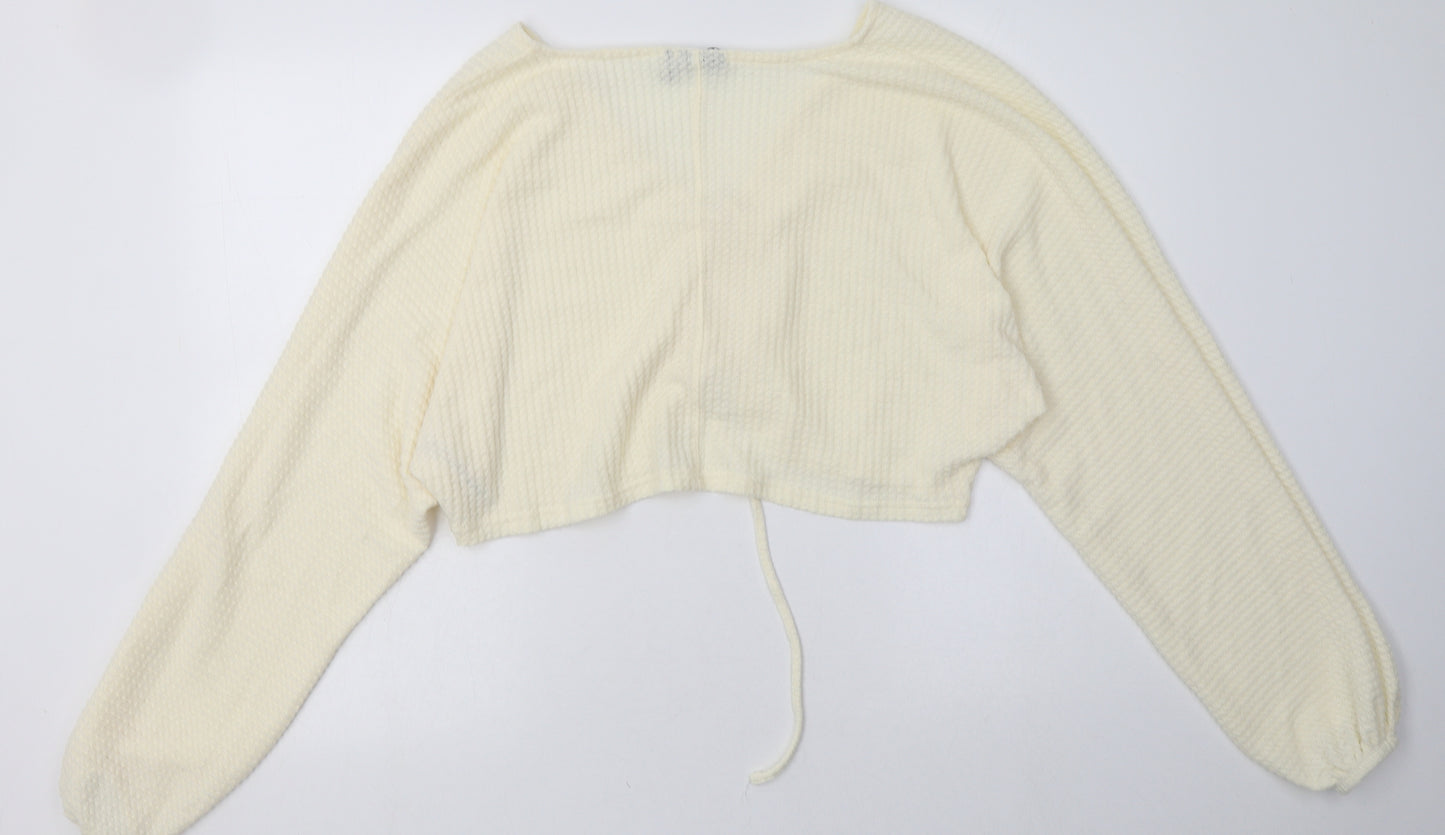 Preworn Womens White  Polyester Pullover Sweatshirt Size M  Pullover