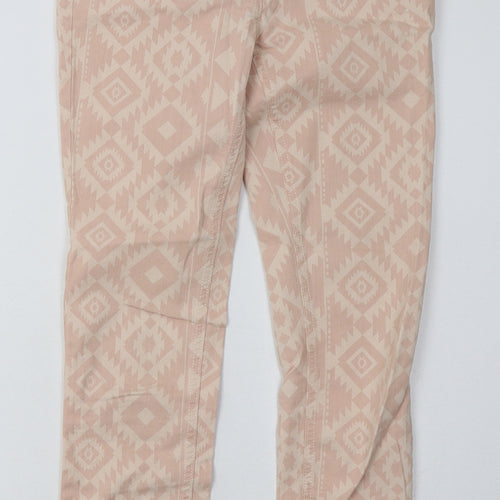 bext Womens Pink Argyle/Diamond Cotton Skinny Jeans Size 8 L28 in Regular Button