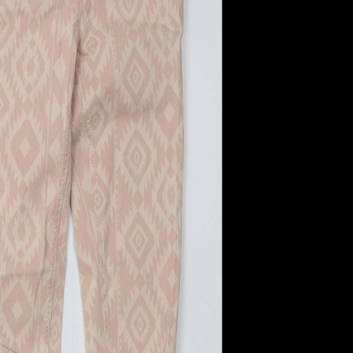 bext Womens Pink Argyle/Diamond Cotton Skinny Jeans Size 8 L28 in Regular Button