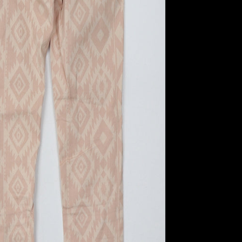 bext Womens Pink Argyle/Diamond Cotton Skinny Jeans Size 8 L28 in Regular Button
