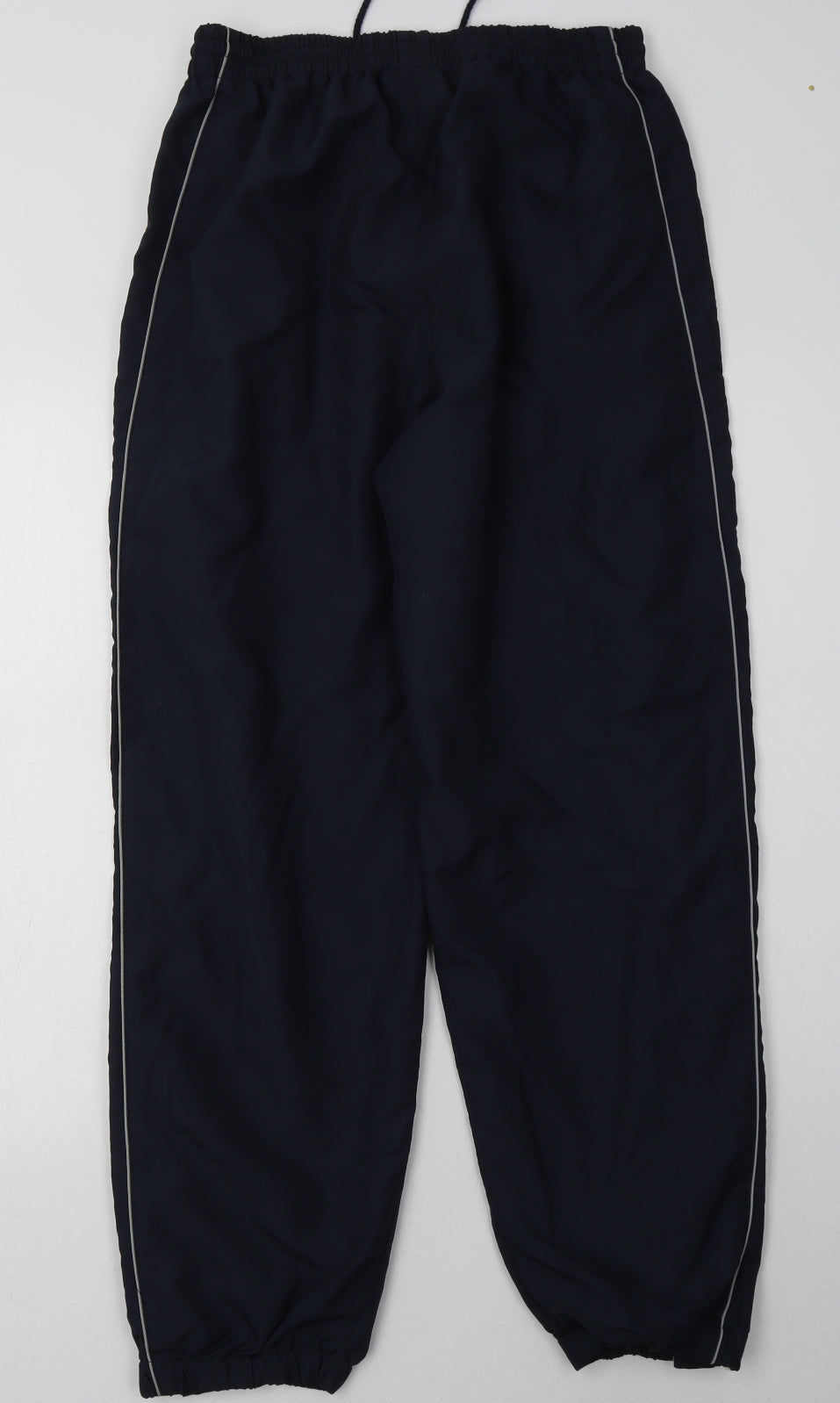 Preworn Mens Blue Striped Polyester Jogger Trousers Size M L30 in Regular Tie