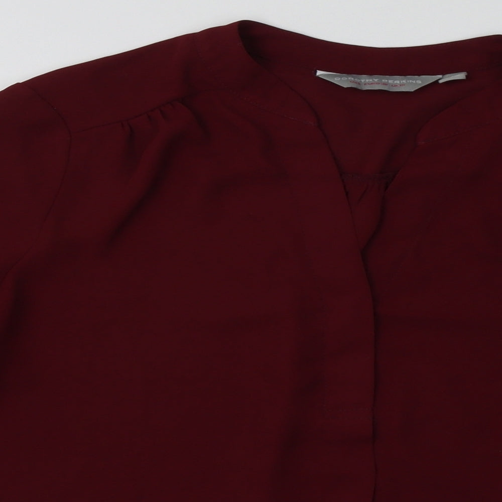 Dorothy Perkins Womens Purple  Polyester Basic Blouse Size 10 V-Neck