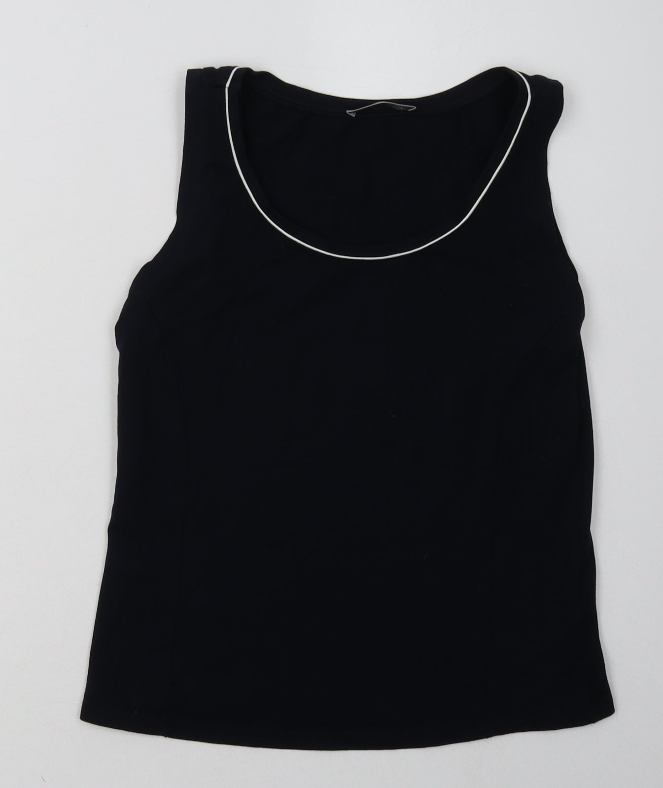 Marks and Spencer Womens Blue  Cotton Basic Tank Size 12 Scoop Neck