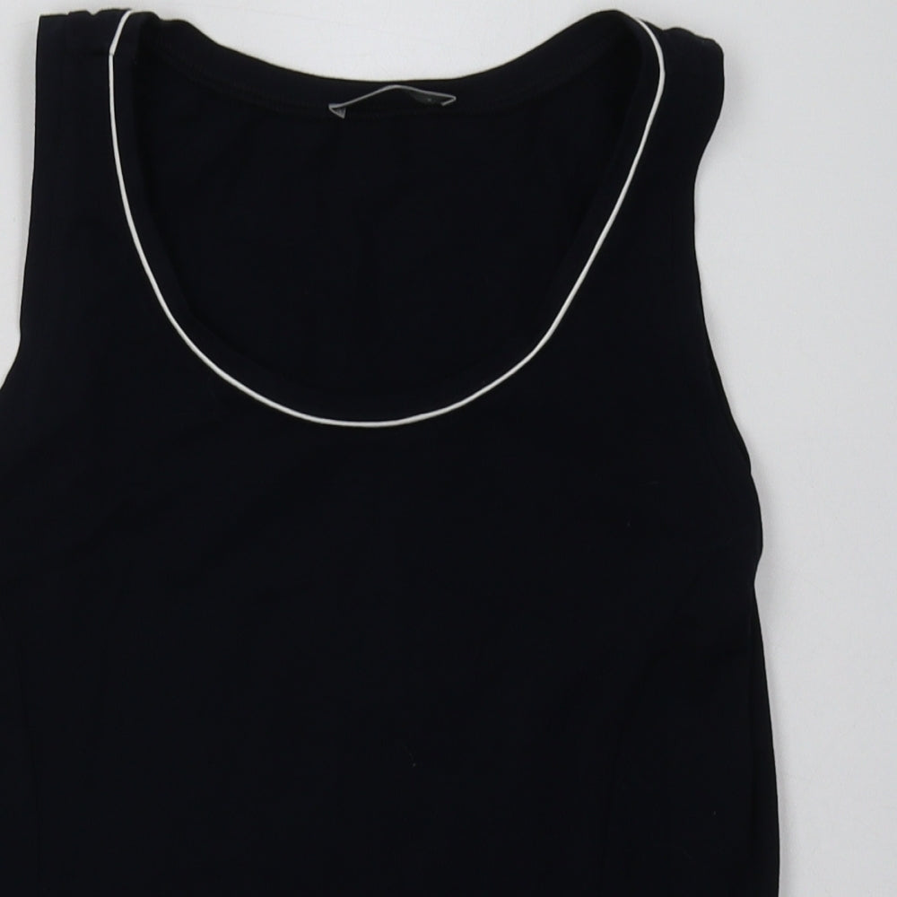 Marks and Spencer Womens Blue  Cotton Basic Tank Size 12 Scoop Neck