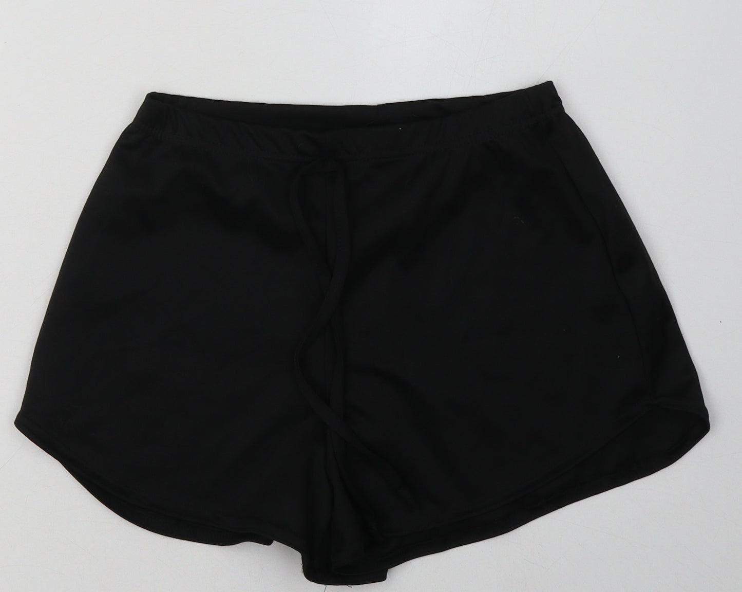 Boohoo Womens Black  Polyester Sweat Shorts Size 10  Regular Tie