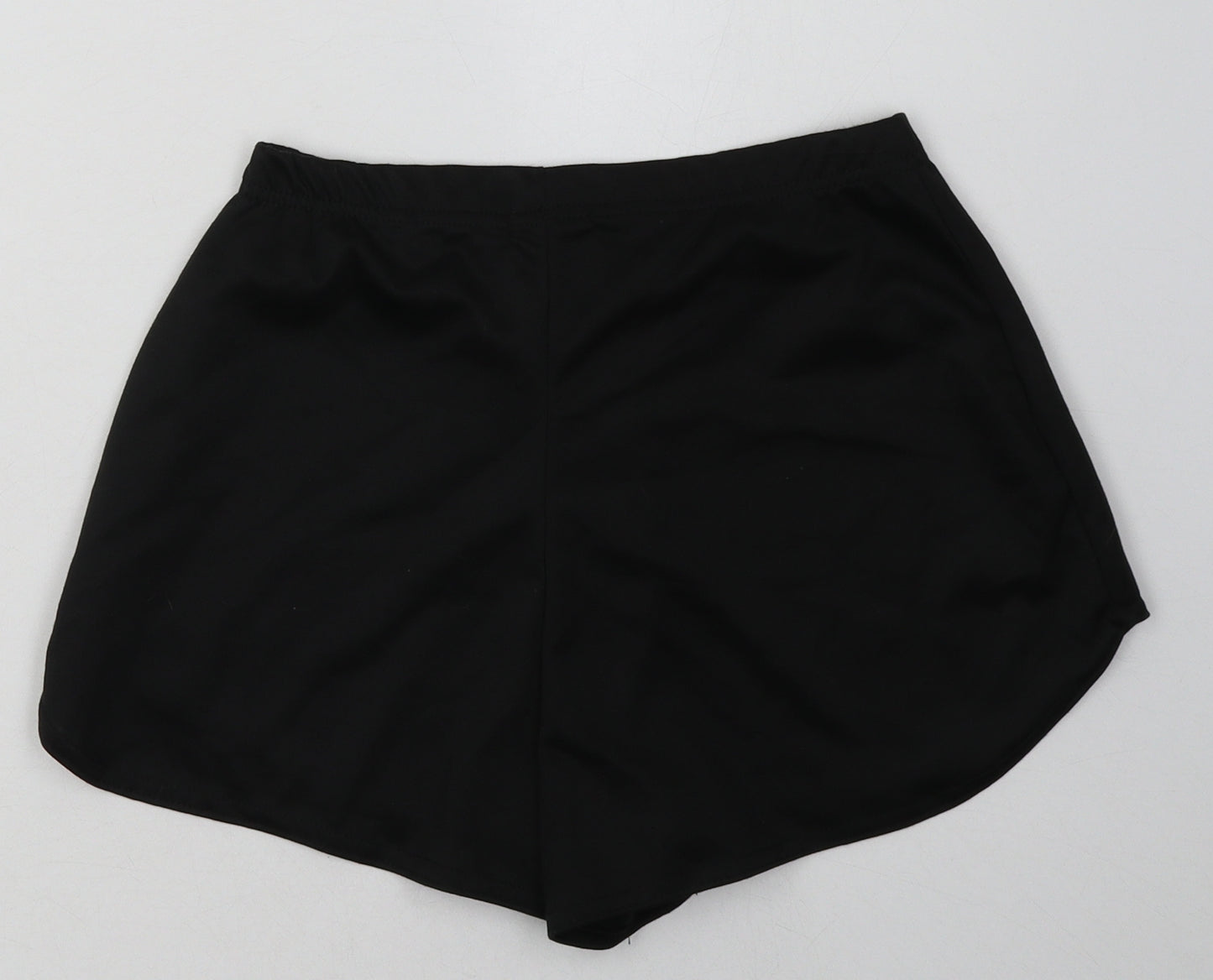 Boohoo Womens Black  Polyester Sweat Shorts Size 10  Regular Tie