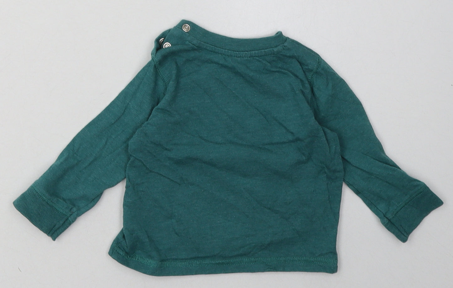 F&F Boys Green  Cotton Basic Casual Size 3-6 Months Crew Neck Buckle - life in the big city