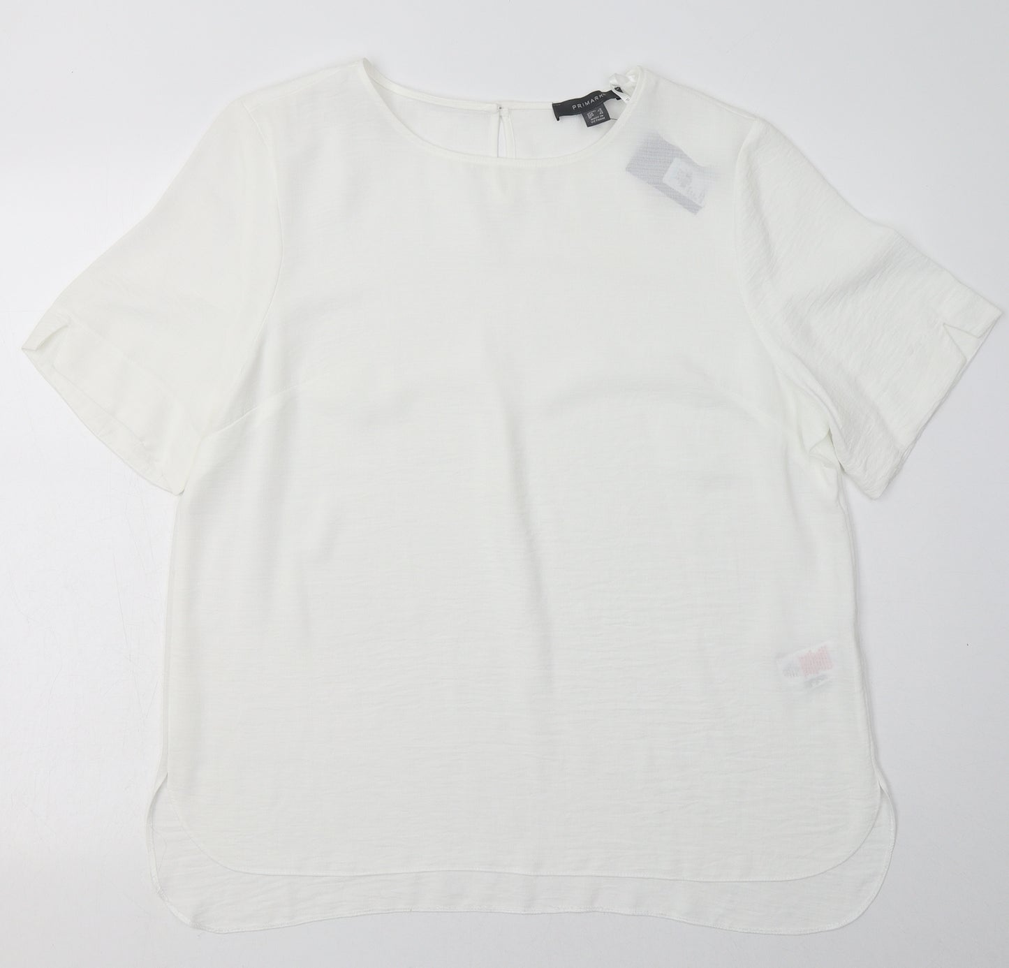Primark Womens White  Polyester Basic Blouse Size 16 Crew Neck