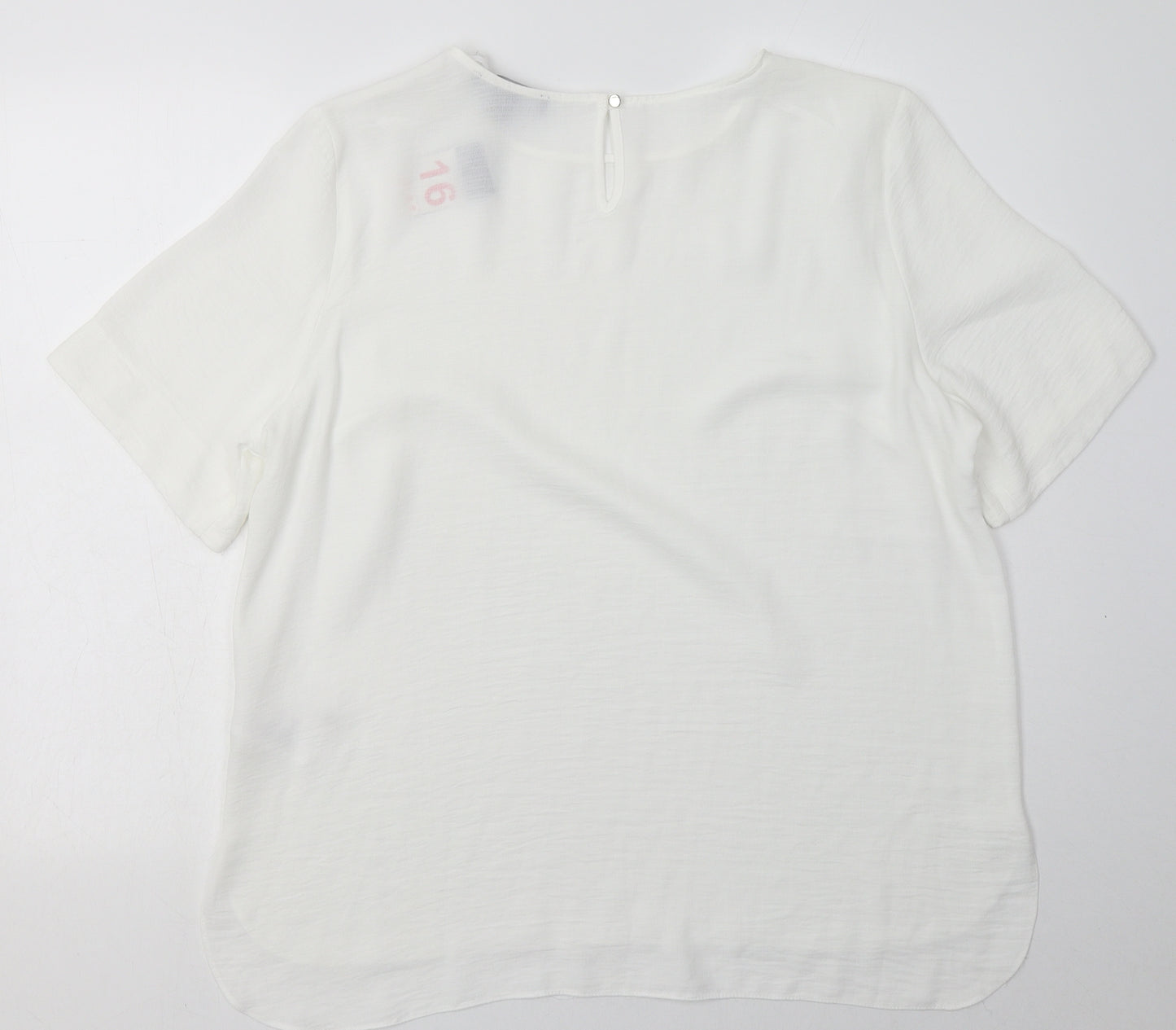 Primark Womens White  Polyester Basic Blouse Size 16 Crew Neck