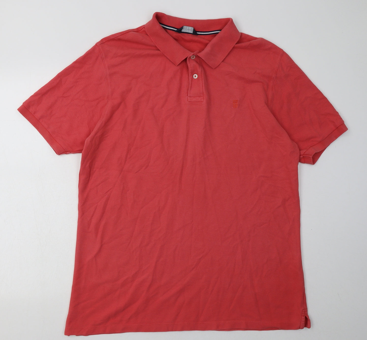 Marks and Spencer Mens Pink  Cotton  Polo Size L Collared Button