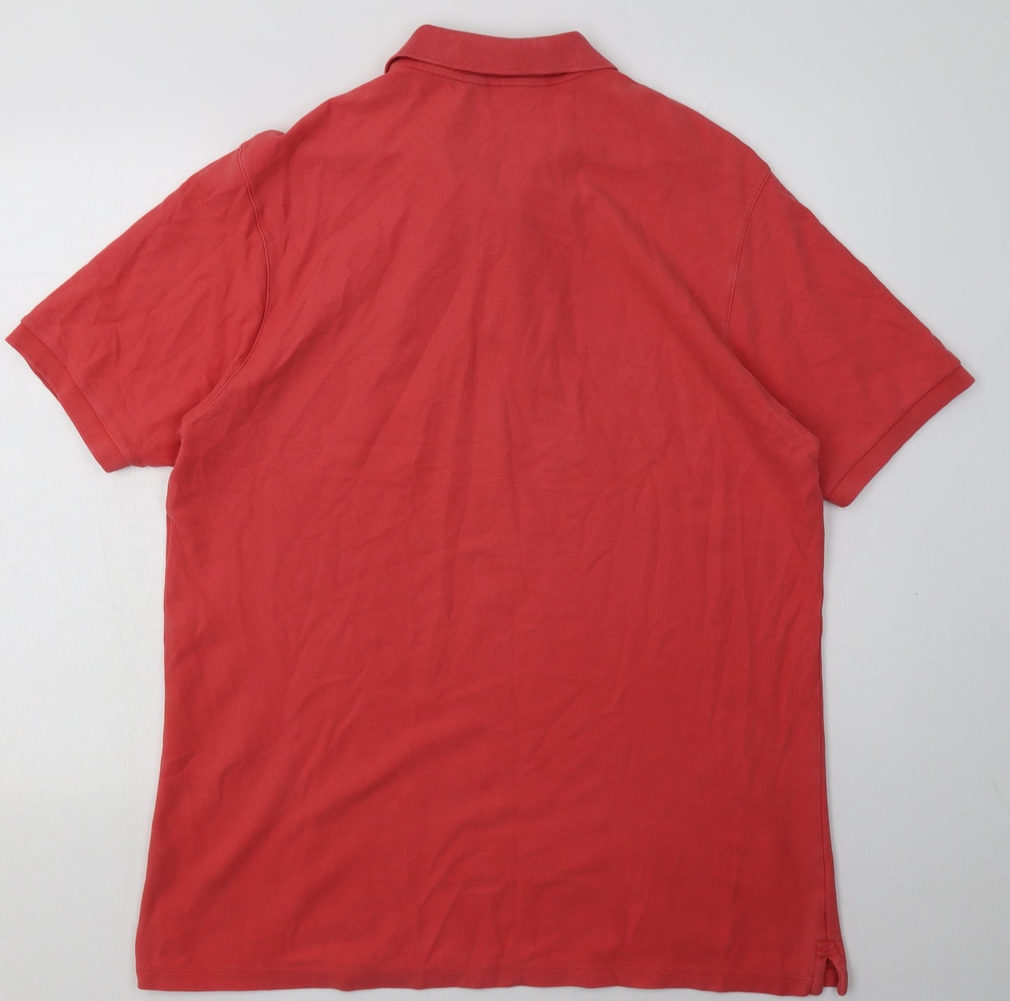 Marks and Spencer Mens Pink  Cotton  Polo Size L Collared Button