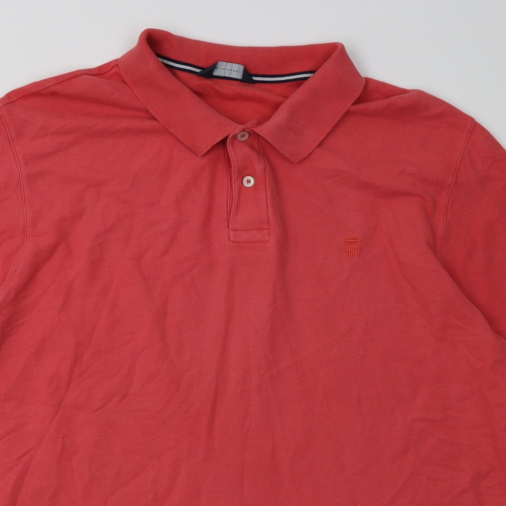 Marks and Spencer Mens Pink  Cotton  Polo Size L Collared Button