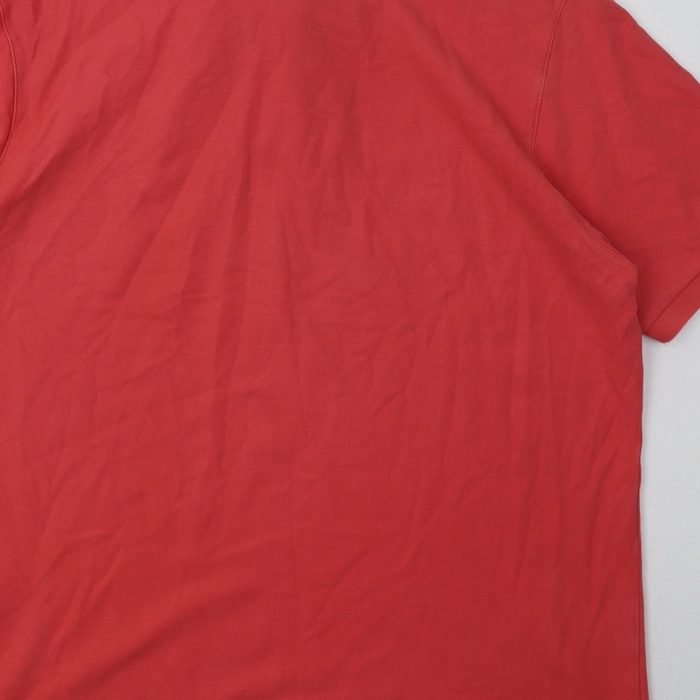Marks and Spencer Mens Pink  Cotton  Polo Size L Collared Button