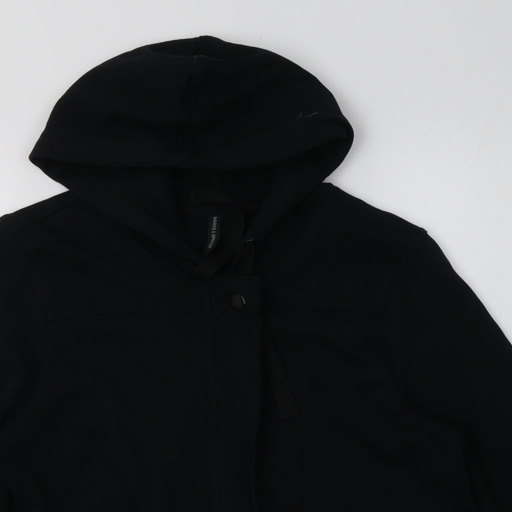 Marks and Spencer Womens Black  Cotton Full Zip Hoodie Size 12  Zip
