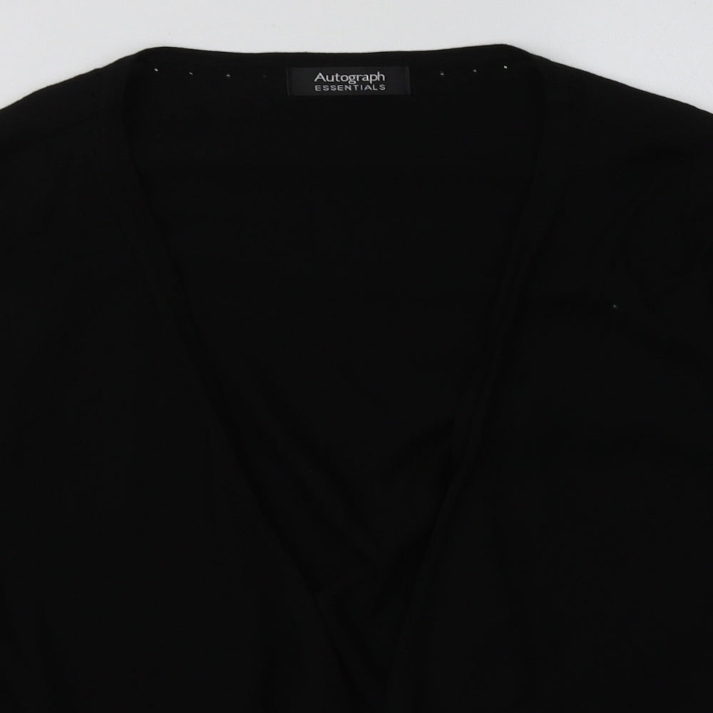 Marks and Spencer Womens Black V-Neck  Viscose Cardigan Jumper Size 14