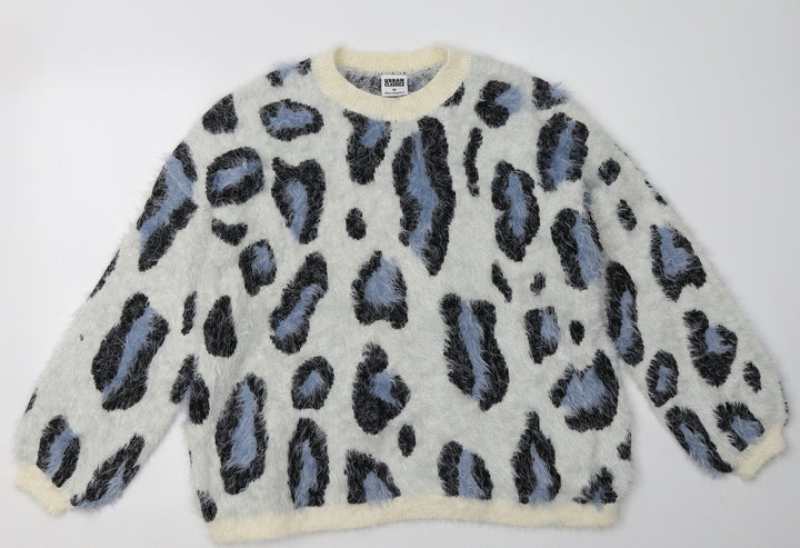 Urban Classics Womens Blue Animal Print Nylon Pullover Sweatshirt Size M  Pullover