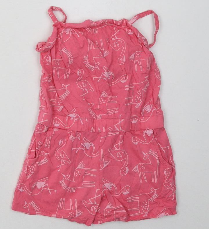 Nutmeg Girls Pink Cotton Playsuit One-Piece Size 3-4 Years Pullover