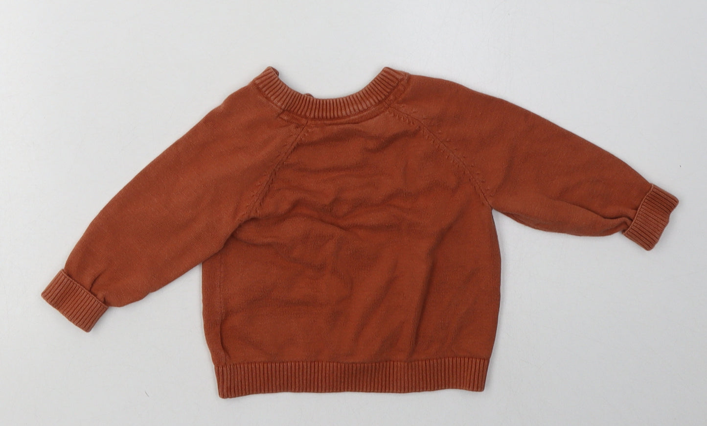 Mothercare Boys Brown  Cotton Basic Casual Size 9-12 Months Crew Neck Button - Bear