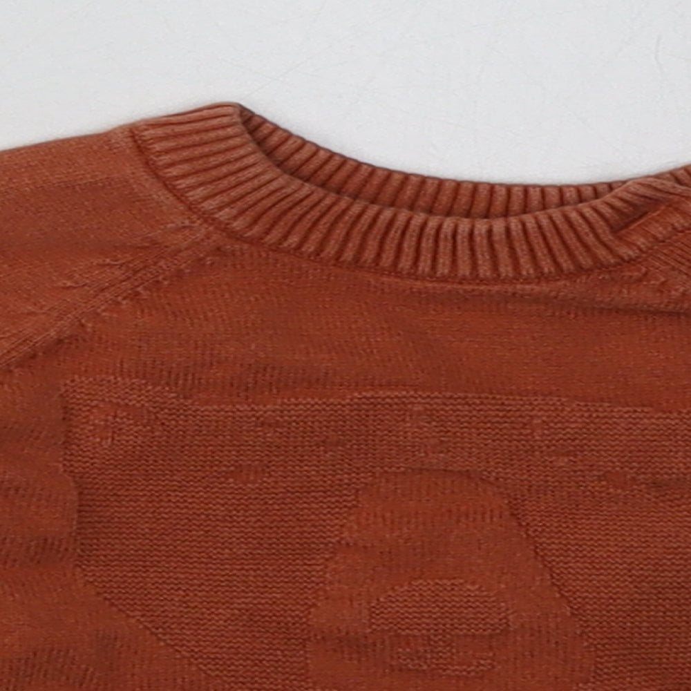 Mothercare Boys Brown  Cotton Basic Casual Size 9-12 Months Crew Neck Button - Bear