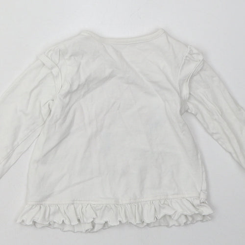 Nutmeg Girls White  Cotton Basic Casual Size 6-9 Months Crew Neck Pullover - all wrapped up with love