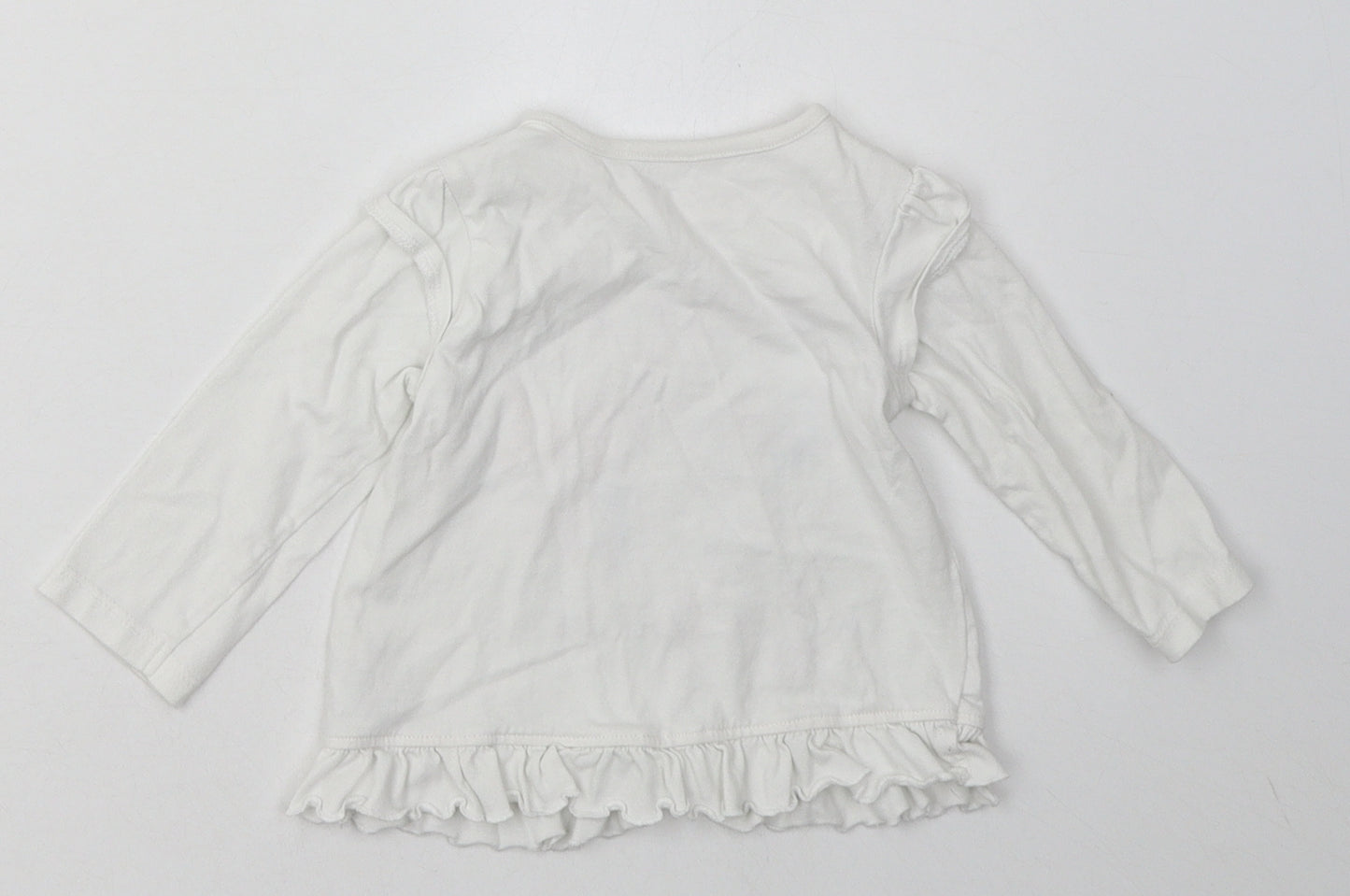 Nutmeg Girls White  Cotton Basic Casual Size 6-9 Months Crew Neck Pullover - all wrapped up with love