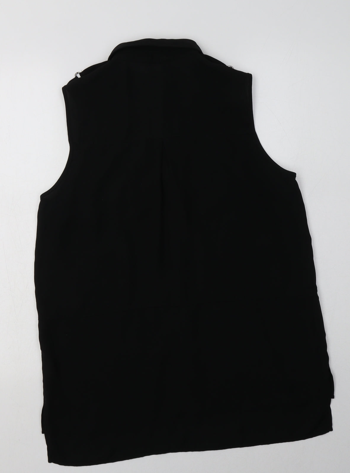 George Womens Black  Polyester Basic Button-Up Size 10 Collared