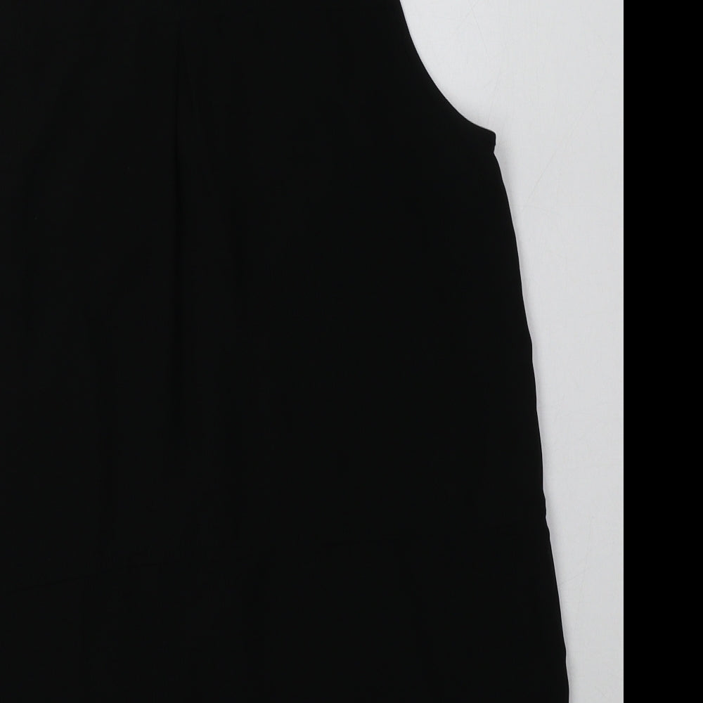 George Womens Black  Polyester Basic Button-Up Size 10 Collared