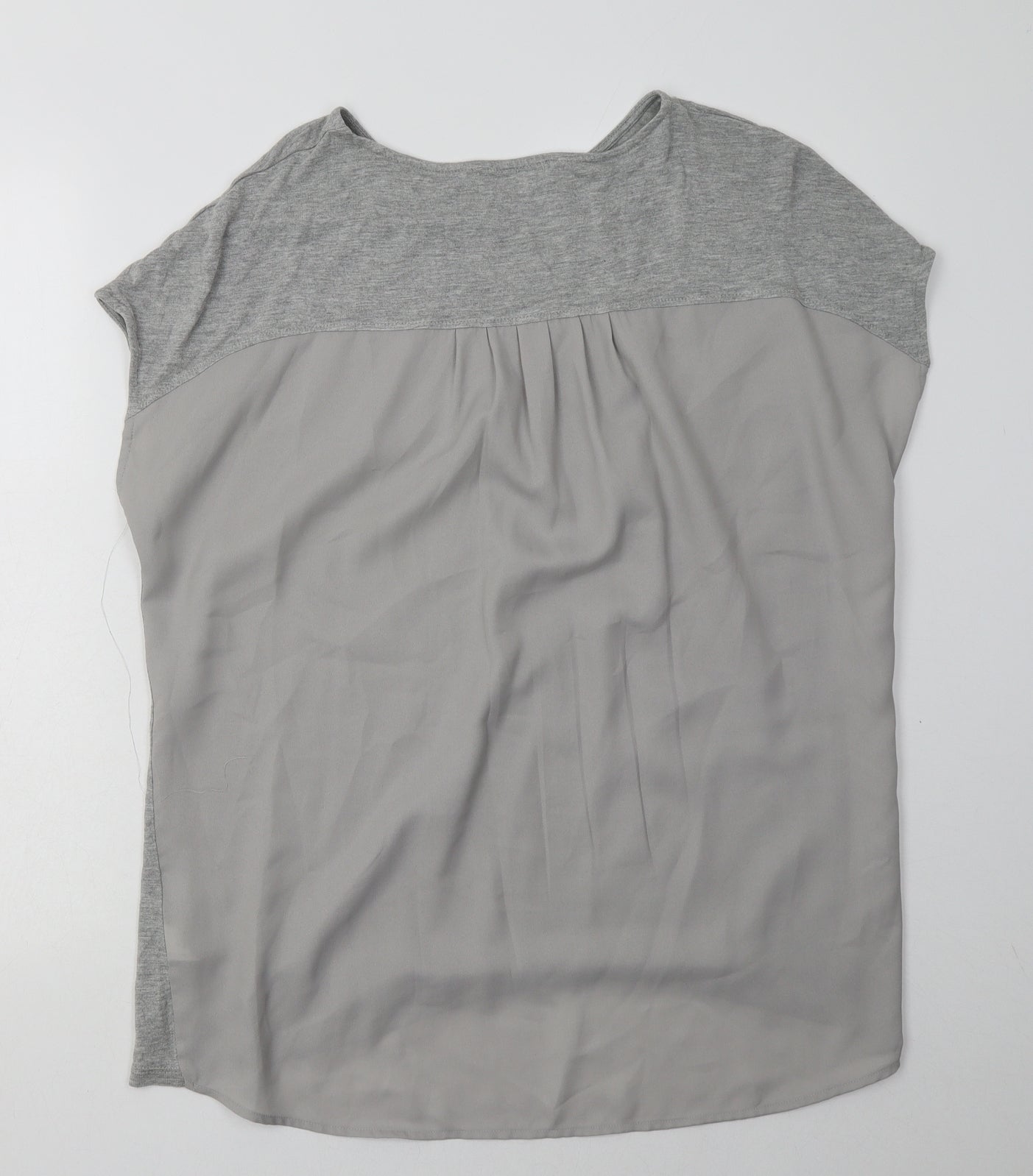 Marks and Spencer Womens Grey  Viscose Basic T-Shirt Size 14 Crew Neck - Sequin Detail