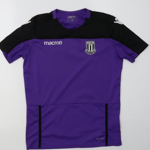 Macron Womens Purple  Polyester Basic T-Shirt Size XS Crew Neck Pullover - Stoke City