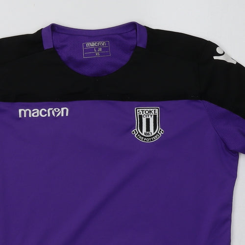 Macron Womens Purple  Polyester Basic T-Shirt Size XS Crew Neck Pullover - Stoke City