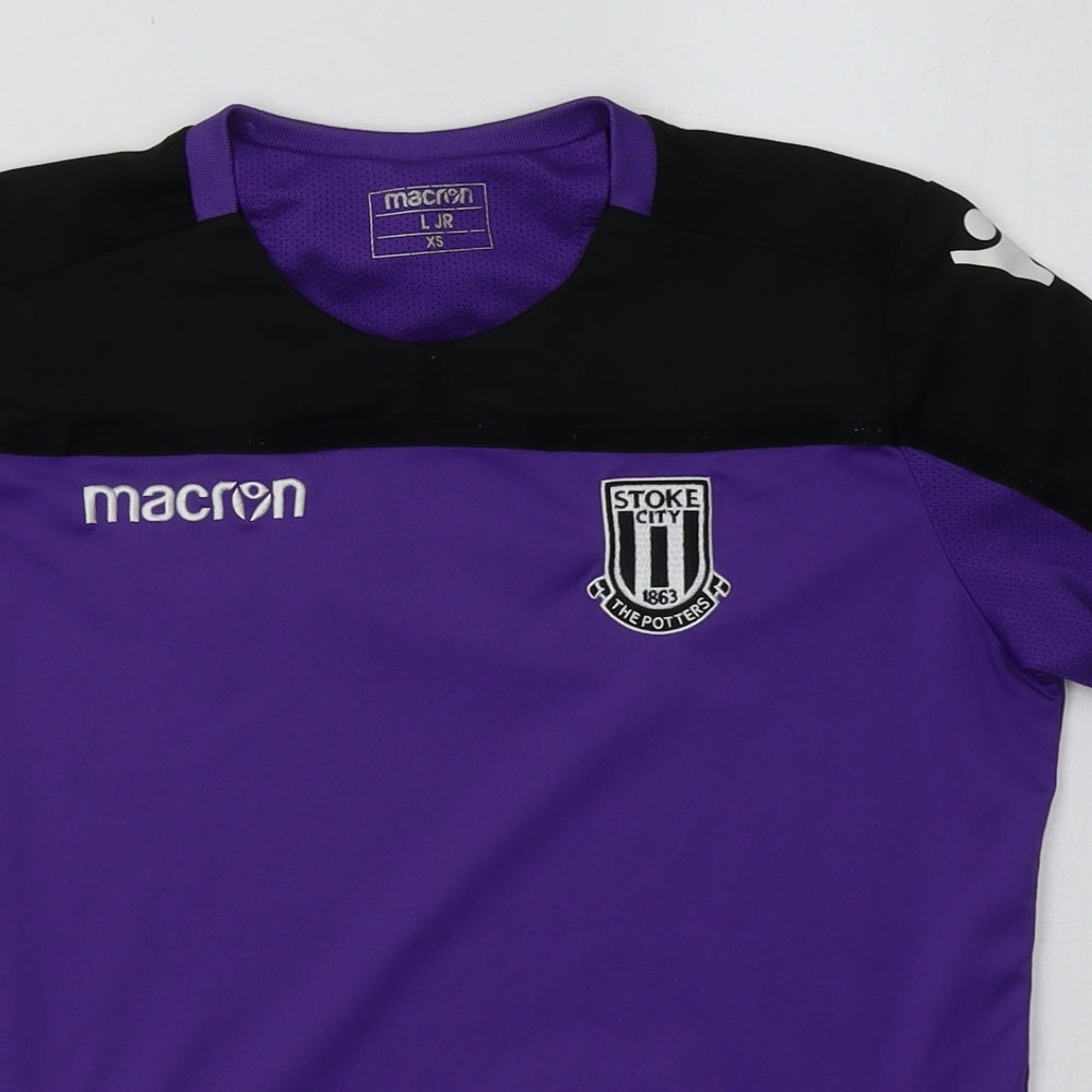 Macron Womens Purple  Polyester Basic T-Shirt Size XS Crew Neck Pullover - Stoke City