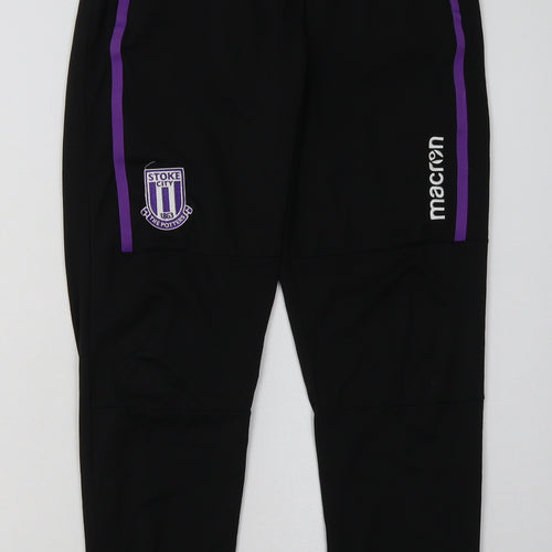 Macron Mens Black  Polyester Jogger Trousers Size XS L28 in Regular Tie - Stoke City