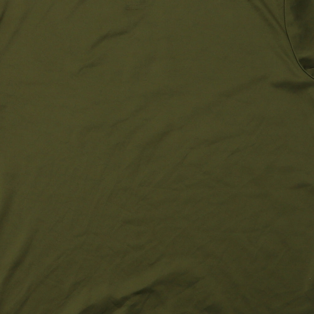 Preworn Boys Green  Polyester Basic T-Shirt Size 12-13 Years Crew Neck Pullover - Dri-Fit