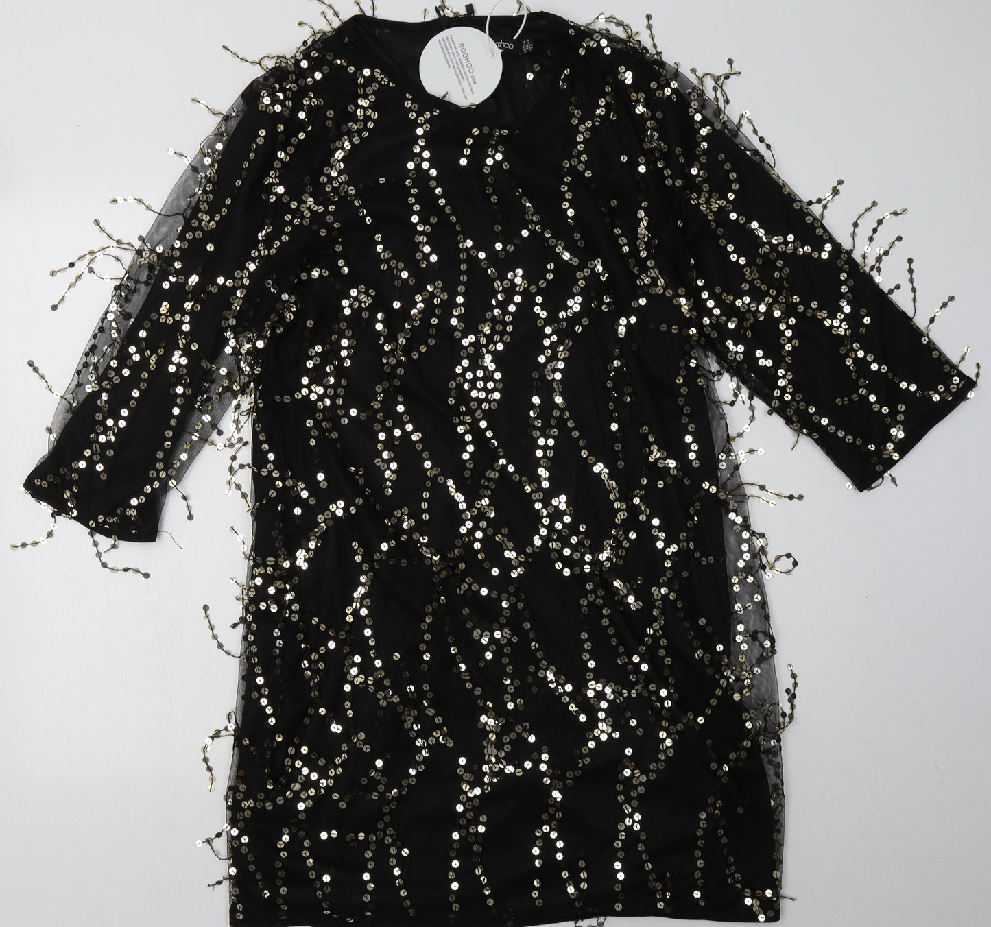 Boohoo Womens Black  Polyester A-Line  Size 18  Crew Neck Pullover - Sequin Detail