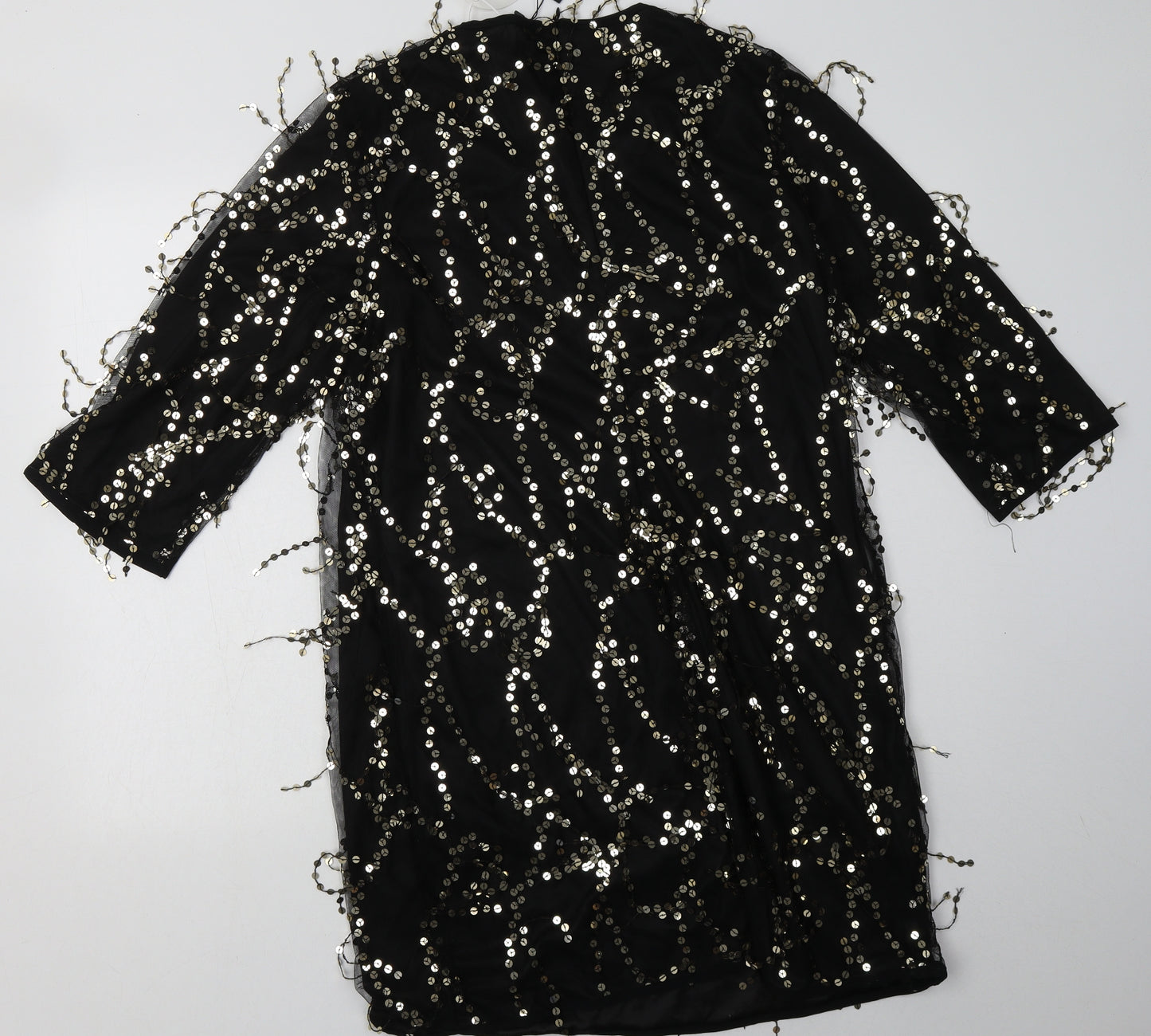 Boohoo Womens Black  Polyester A-Line  Size 18  Crew Neck Pullover - Sequin Detail
