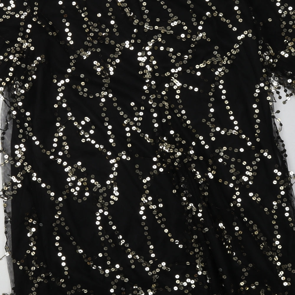 Boohoo Womens Black  Polyester A-Line  Size 18  Crew Neck Pullover - Sequin Detail