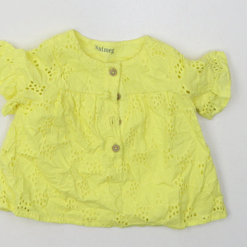 nut,eg Girls Yellow Argyle/Diamond Cotton Basic Casual Size 0-3 Months Crew Neck Button