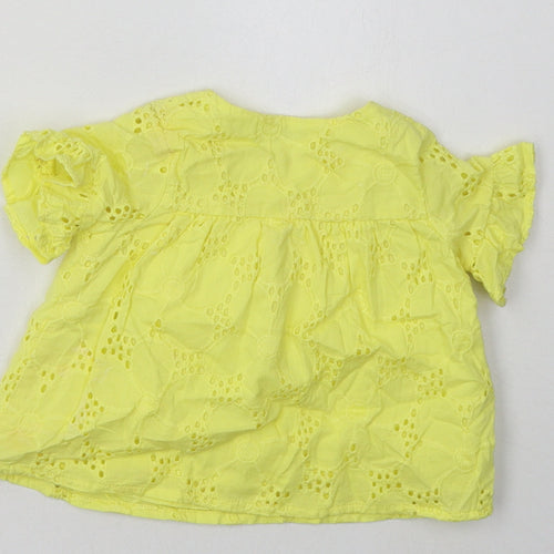 nut,eg Girls Yellow Argyle/Diamond Cotton Basic Casual Size 0-3 Months Crew Neck Button