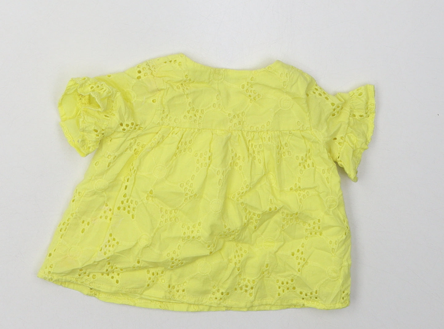 nut,eg Girls Yellow Argyle/Diamond Cotton Basic Casual Size 0-3 Months Crew Neck Button
