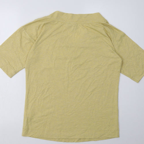 ICHI Womens Yellow  Polyester Basic T-Shirt Size S V-Neck
