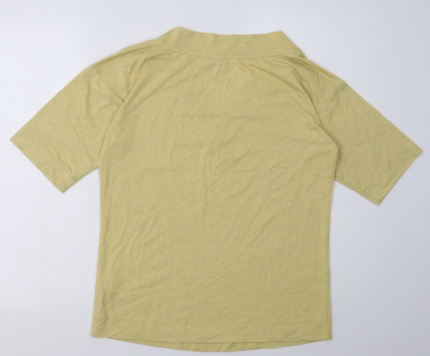 ICHI Womens Yellow  Polyester Basic T-Shirt Size S V-Neck