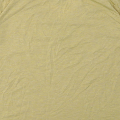ICHI Womens Yellow  Polyester Basic T-Shirt Size S V-Neck