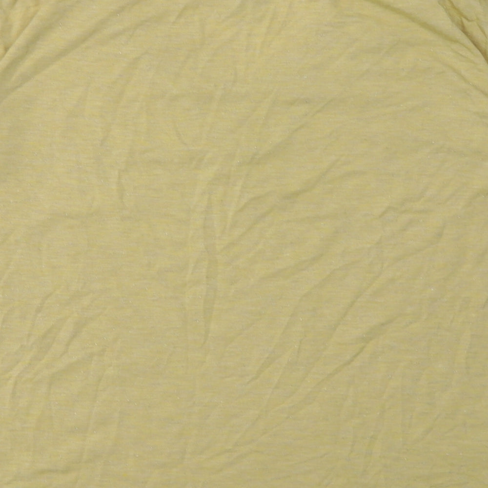 ICHI Womens Yellow  Polyester Basic T-Shirt Size S V-Neck