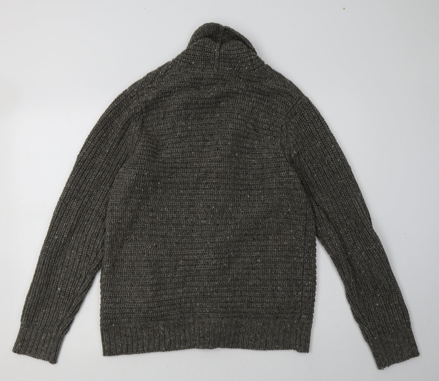 Marks and Spencer Mens Grey V-Neck  Acrylic Cardigan Jumper Size M