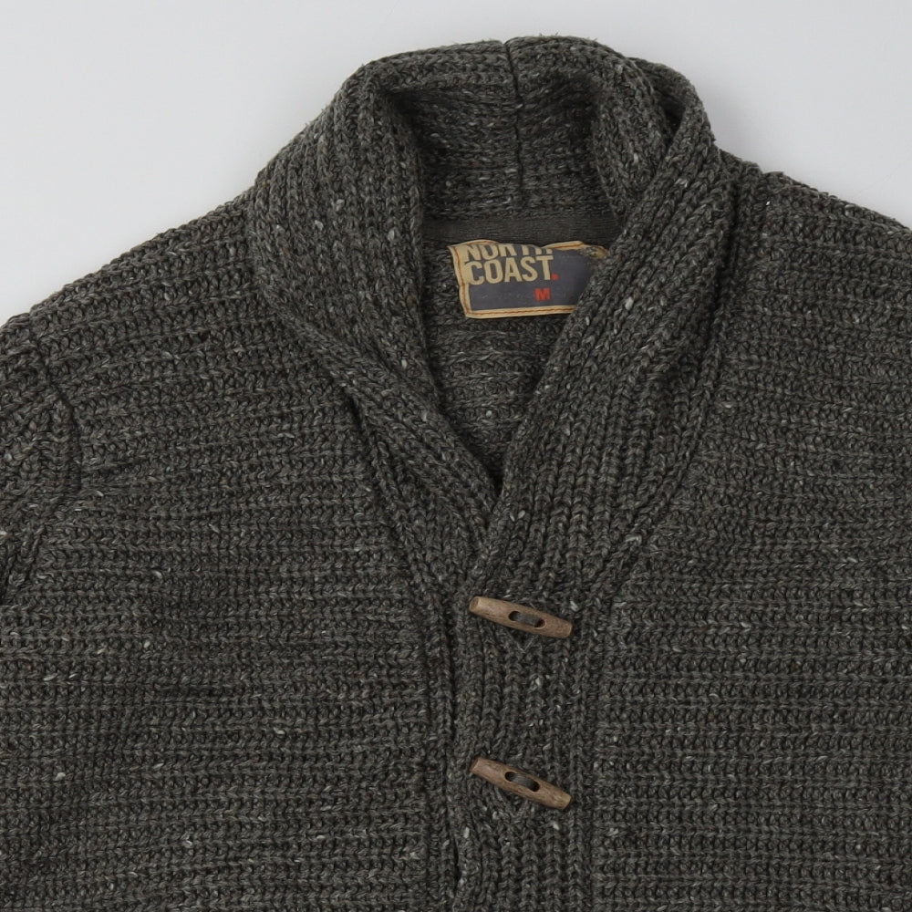 Marks and Spencer Mens Grey V-Neck  Acrylic Cardigan Jumper Size M