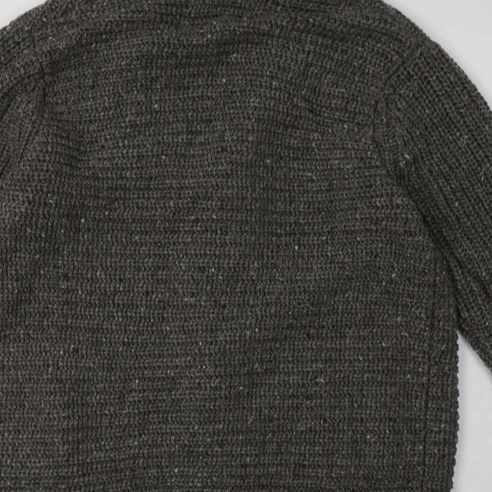Marks and Spencer Mens Grey V-Neck  Acrylic Cardigan Jumper Size M