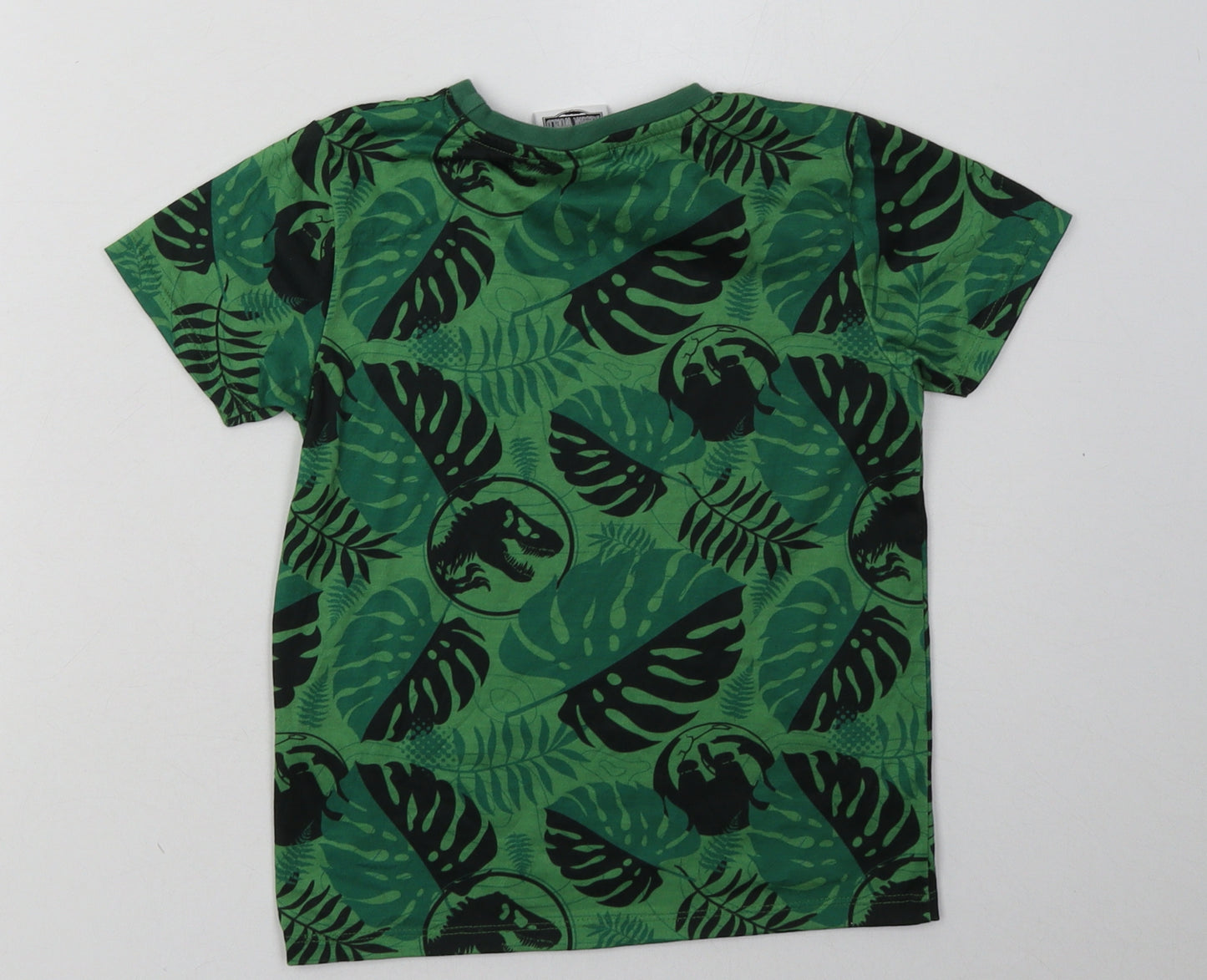 pep&co Boys Green Camouflage Polyester Basic T-Shirt Size 6-7 Years Crew Neck Pullover - Jurassic Park